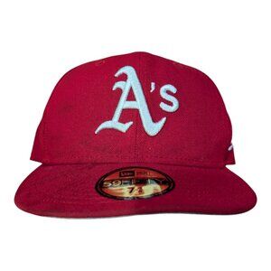 Men's New Era Red Athletics White Logo 59FIFTY Fitted Hat Size 7 3/8 Alternate